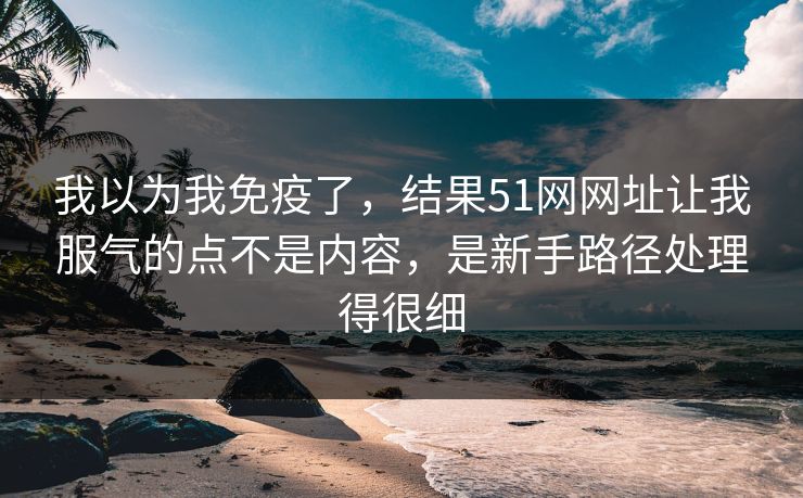 我以为我免疫了，结果51网网址让我服气的点不是内容，是新手路径处理得很细