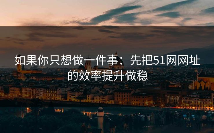 如果你只想做一件事：先把51网网址的效率提升做稳